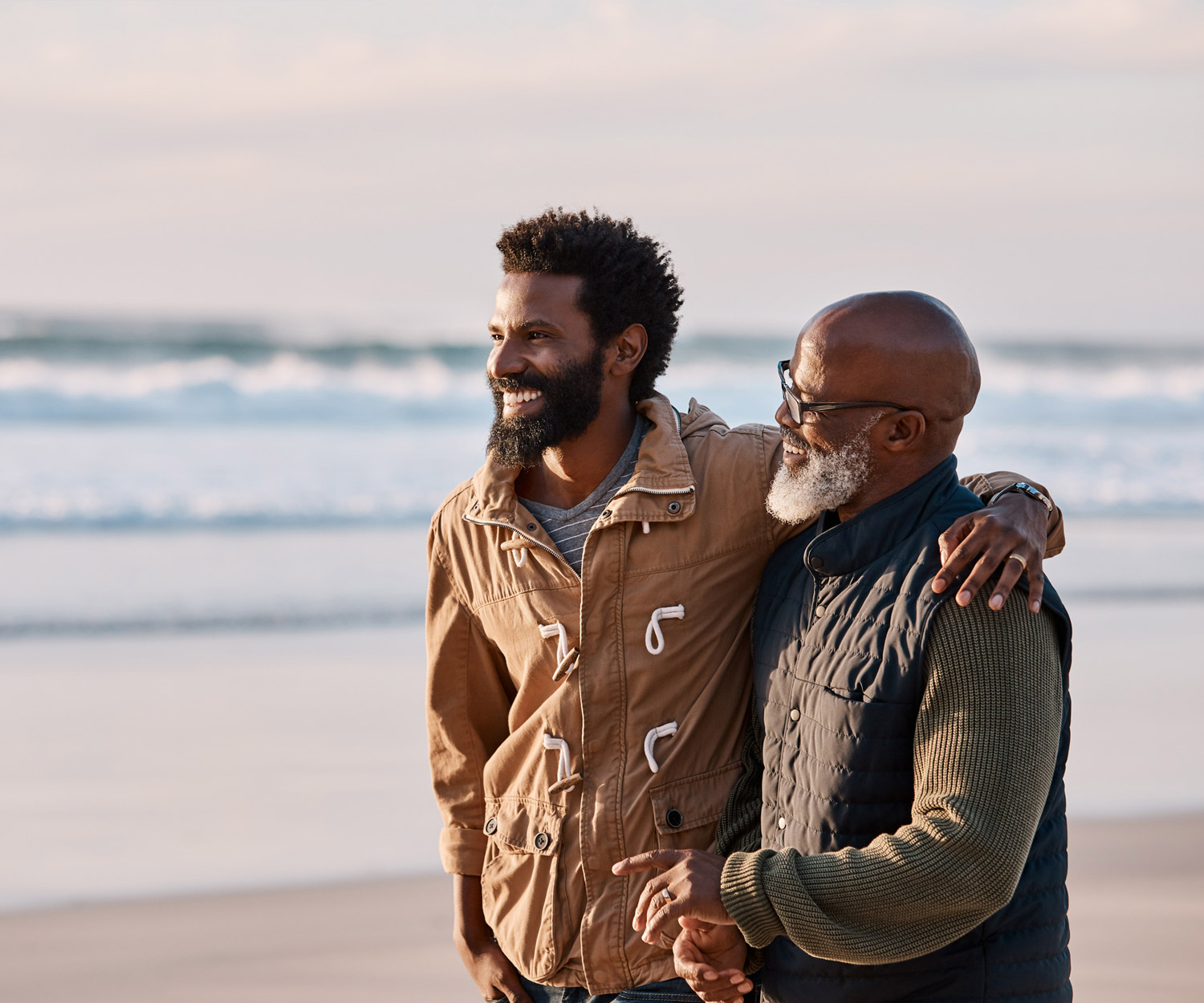 Two Men Strolling on a Beach | Virginia Reverse Mortgage